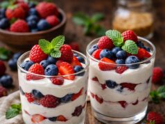 Krējuma deserts ar ogām